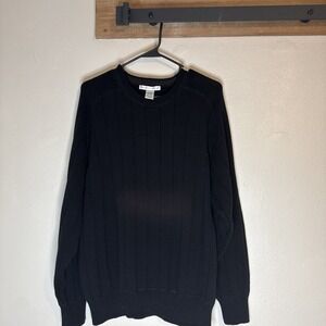Geoffrey Beene Sweater Heavy Crew Neck Knit Pullover Men's Black Size Large